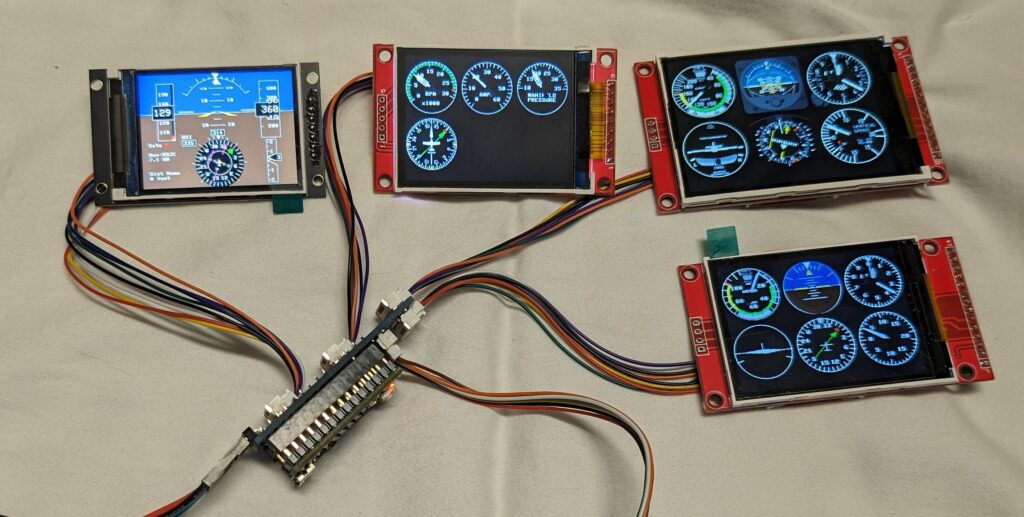 Cockpit gauges four screens