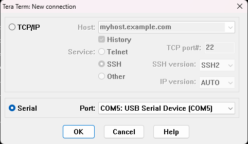 CLI Configuration tera term new connection