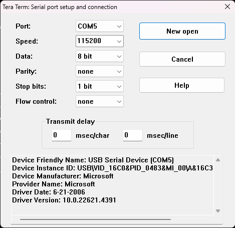 CLI Configuration tera term setup